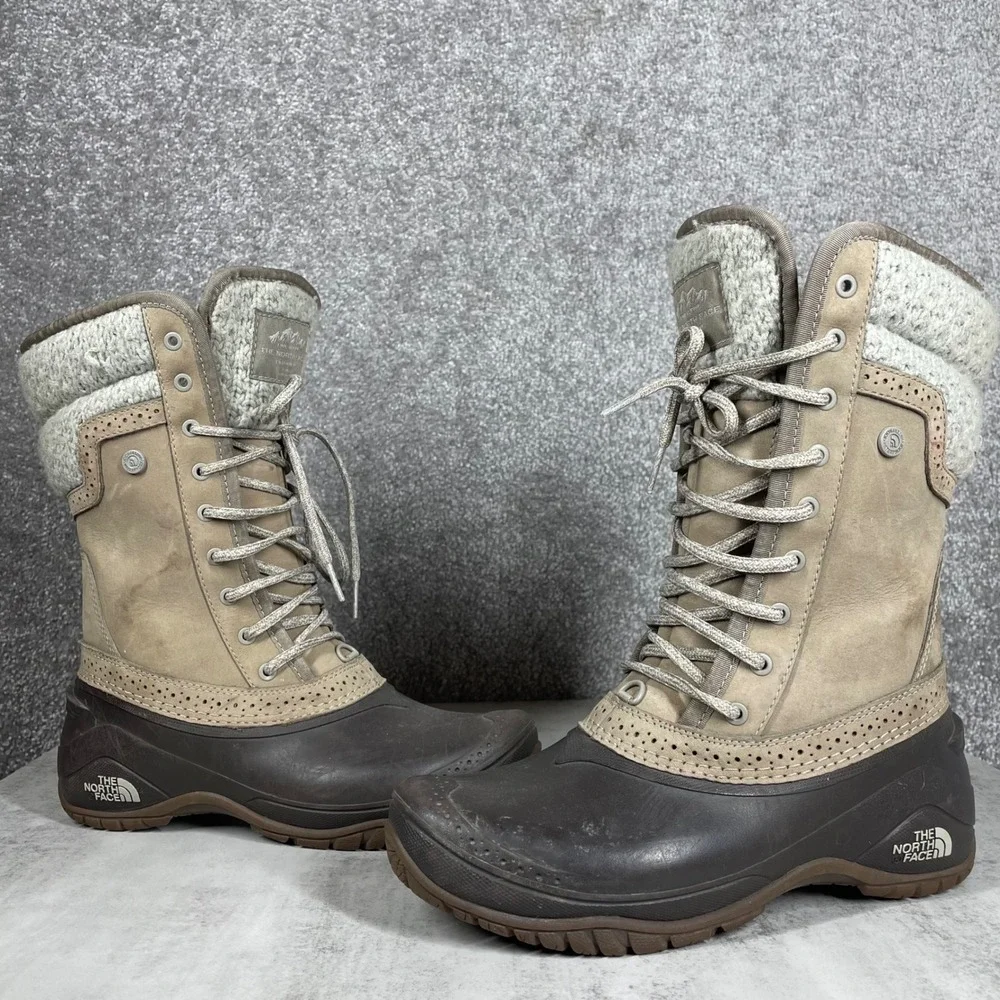 North Face Shellista II Mid Boots Womens Size 7 Snow Rain Winter Waterproof Tan